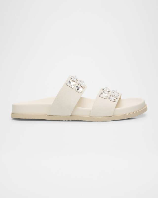 Dilys Two-Band Embellished Suede Sandals